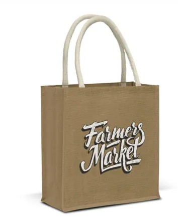 Jute tote bag printed with logo