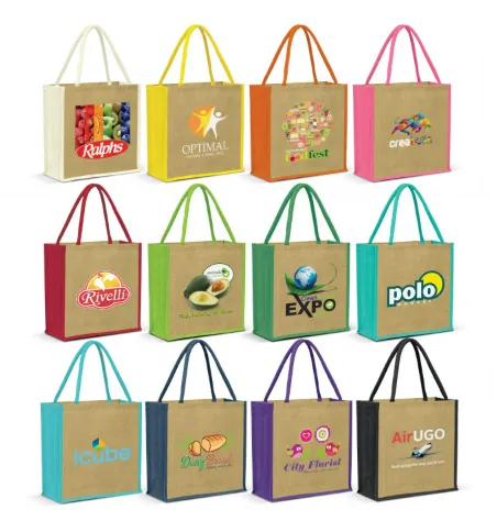 Jute tote bags in assorted colours